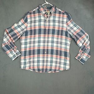 American Eagle‎ Shirt Mens Large Plaid Linen Blend Seriously Soft Button Down